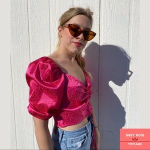 [SOLD] Puffy Sleeve Pink Leopard Top